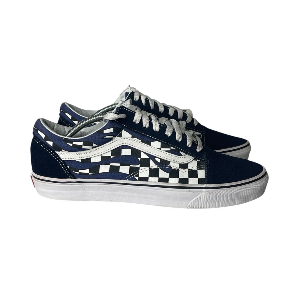 Vans Primary Checker Old Skool Blue/White Skateboard Shoes Men SZ 11.5‎ 500174